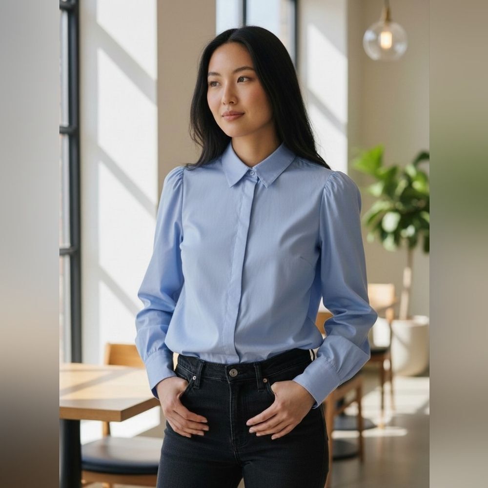 Ann Taylor LOFT Light Blue Button Down Shirt